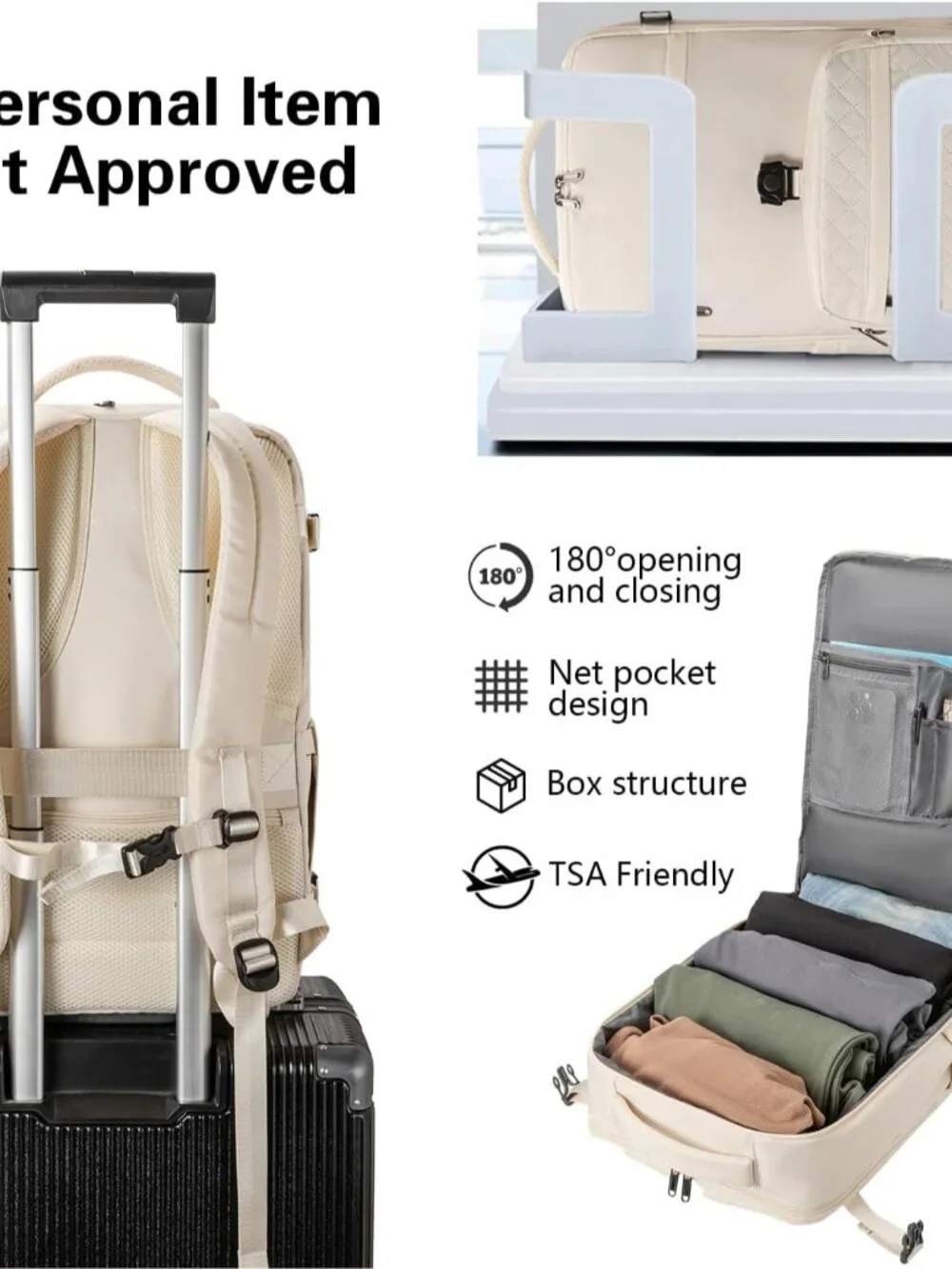 40L Waterproof Travel Backpack for Men & Women, Airline Approved Carry on Laptop_6